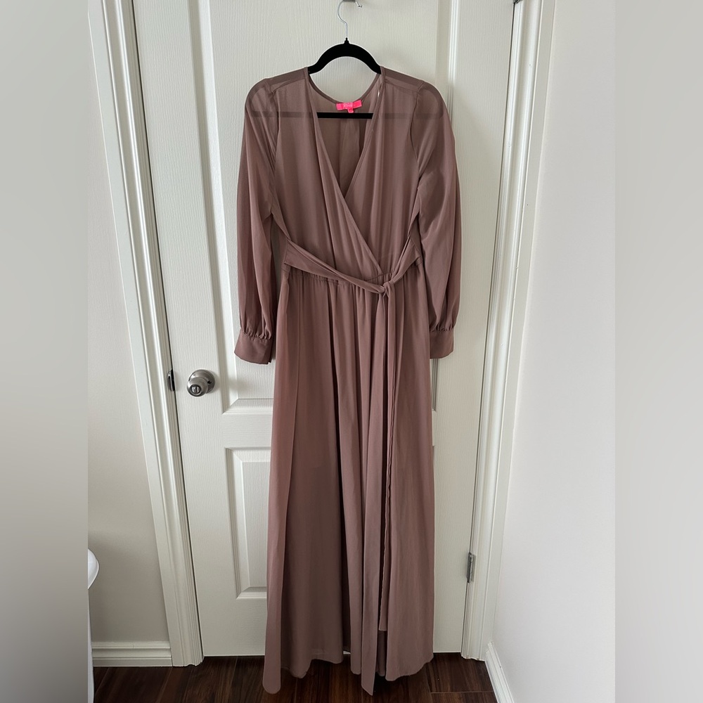 Xtaren nude Maxi dress with only a half lined skirt.